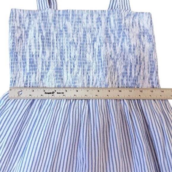 Quince Organic Cotton Gauze Smocked Sleeveless Maxi Dress Blue/White Stripes M - Picture 14 of 14